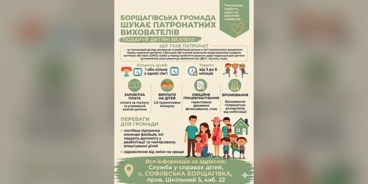 Борщагівська громада шукає патронатних вихователів для дітей